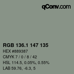 Color code: RGB 136.1 147 135 | qconv.com
