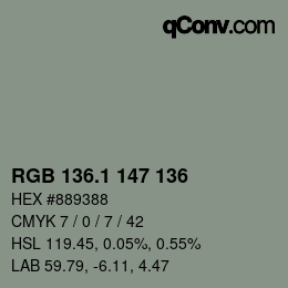 Color code: RGB 136.1 147 136 | qconv.com