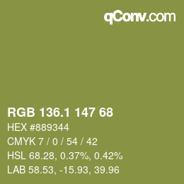 カラーコード: RGB 136.1 147 68 | qconv.com