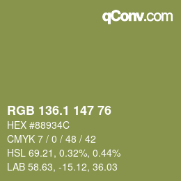 カラーコード: RGB 136.1 147 76 | qconv.com