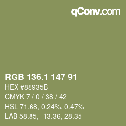 Farbcode: RGB 136.1 147 91 | qconv.com