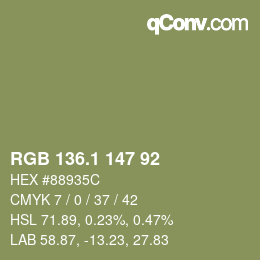 カラーコード: RGB 136.1 147 92 | qconv.com