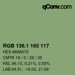 カラーコード: RGB 136.1 165 117 | qconv.com