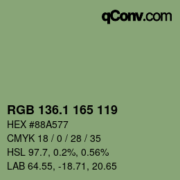 Color code: RGB 136.1 165 119 | qconv.com