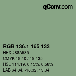 Color code: RGB 136.1 165 133 | qconv.com