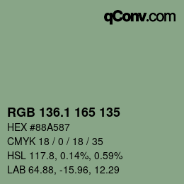 Color code: RGB 136.1 165 135 | qconv.com