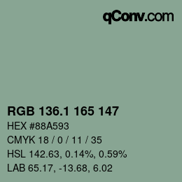 Color code: RGB 136.1 165 147 | qconv.com