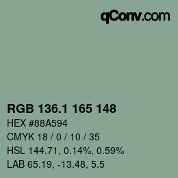 Color code: RGB 136.1 165 148 | qconv.com