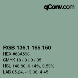 Color code: RGB 136.1 165 150 | qconv.com