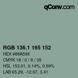 Color code: RGB 136.1 165 152 | qconv.com