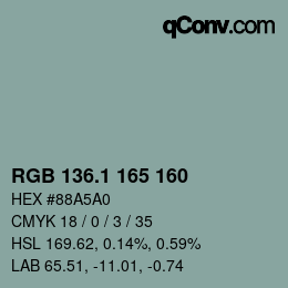 Código de color: RGB 136.1 165 160 | qconv.com
