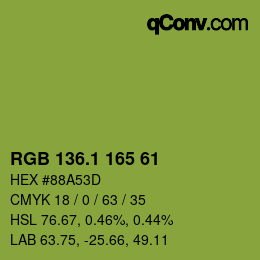 カラーコード: RGB 136.1 165 61 | qconv.com