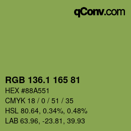 カラーコード: RGB 136.1 165 81 | qconv.com