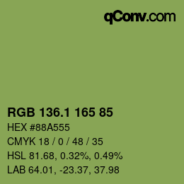 カラーコード: RGB 136.1 165 85 | qconv.com