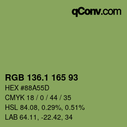 カラーコード: RGB 136.1 165 93 | qconv.com