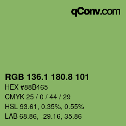 カラーコード: RGB 136.1 180.8 101 | qconv.com