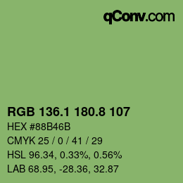 カラーコード: RGB 136.1 180.8 107 | qconv.com