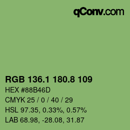 カラーコード: RGB 136.1 180.8 109 | qconv.com