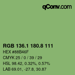 カラーコード: RGB 136.1 180.8 111 | qconv.com