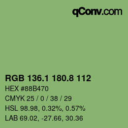カラーコード: RGB 136.1 180.8 112 | qconv.com