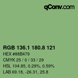 カラーコード: RGB 136.1 180.8 121 | qconv.com