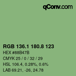Color code: RGB 136.1 180.8 123 | qconv.com