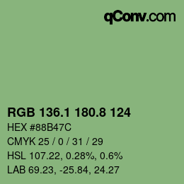 Color code: RGB 136.1 180.8 124 | qconv.com