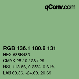 カラーコード: RGB 136.1 180.8 131 | qconv.com