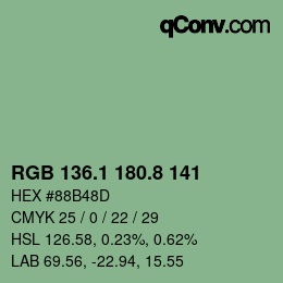 カラーコード: RGB 136.1 180.8 141 | qconv.com