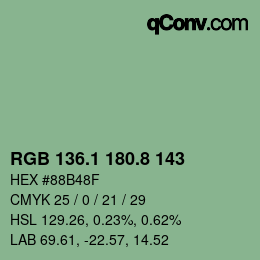 Color code: RGB 136.1 180.8 143 | qconv.com