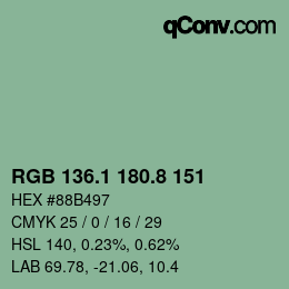 カラーコード: RGB 136.1 180.8 151 | qconv.com