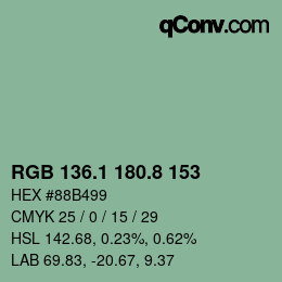 カラーコード: RGB 136.1 180.8 153 | qconv.com