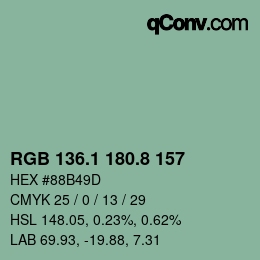 Color code: RGB 136.1 180.8 157 | qconv.com