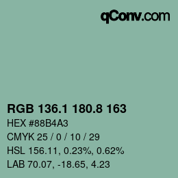 Color code: RGB 136.1 180.8 163 | qconv.com