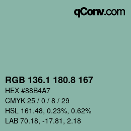 Color code: RGB 136.1 180.8 167 | qconv.com