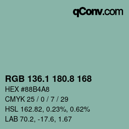 カラーコード: RGB 136.1 180.8 168 | qconv.com