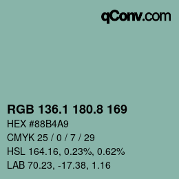 Color code: RGB 136.1 180.8 169 | qconv.com