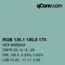カラーコード: RGB 136.1 180.8 170 | qconv.com