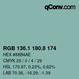 Color code: RGB 136.1 180.8 174 | qconv.com