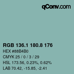 Color code: RGB 136.1 180.8 176 | qconv.com