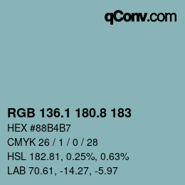 Color code: RGB 136.1 180.8 183 | qconv.com