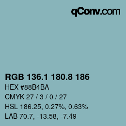Color code: RGB 136.1 180.8 186 | qconv.com