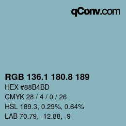 Code couleur: RGB 136.1 180.8 189 | qconv.com