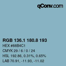 Color code: RGB 136.1 180.8 193 | qconv.com