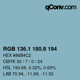 Color code: RGB 136.1 180.8 194 | qconv.com
