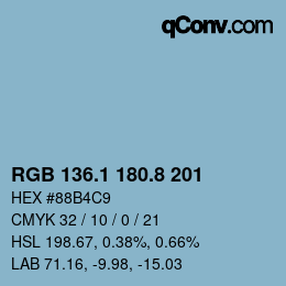 カラーコード: RGB 136.1 180.8 201 | qconv.com