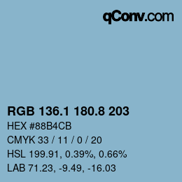 Color code: RGB 136.1 180.8 203 | qconv.com