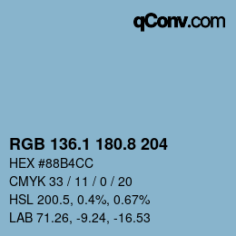 Farbcode: RGB 136.1 180.8 204 | qconv.com