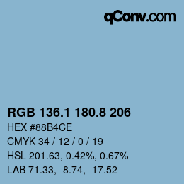 カラーコード: RGB 136.1 180.8 206 | qconv.com