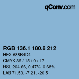 Color code: RGB 136.1 180.8 212 | qconv.com